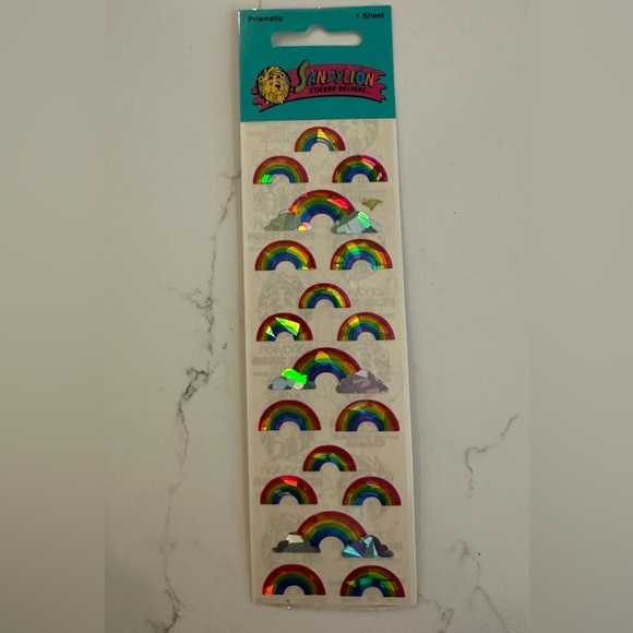 Sandy lion vintage sticker prismatic rainbow  cloud set - Picture 1 of 4